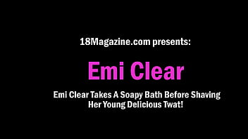 Emi Clear Takes A Soapy Bath Before Shaving Her Young Delicious Twat!
