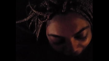 Ebony with braids gets facefucked