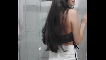 Alice lima6 showing off in the bathroom before starting to finger her wet pussy
