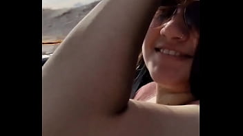 Cruising on the beach with Yamilette's tits out.